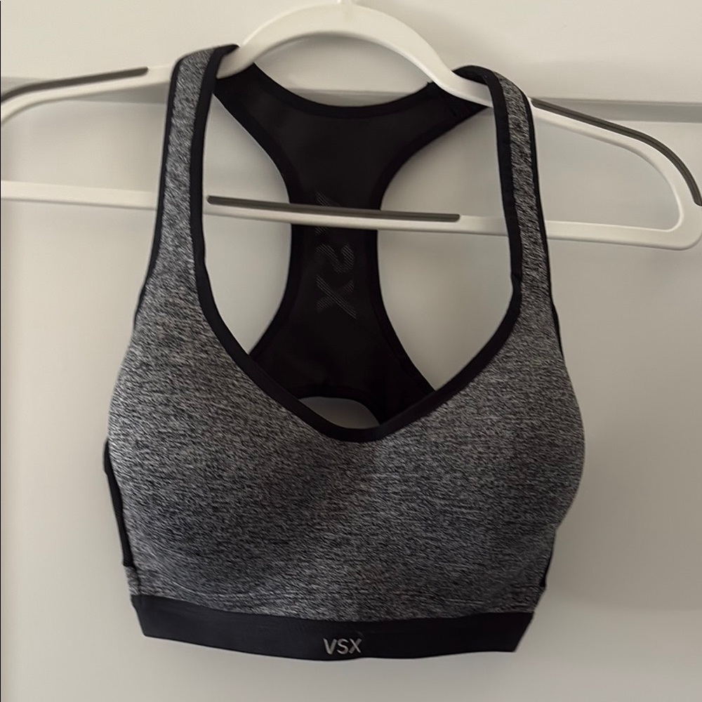VSX Gray and Black Racerback Sports Bra